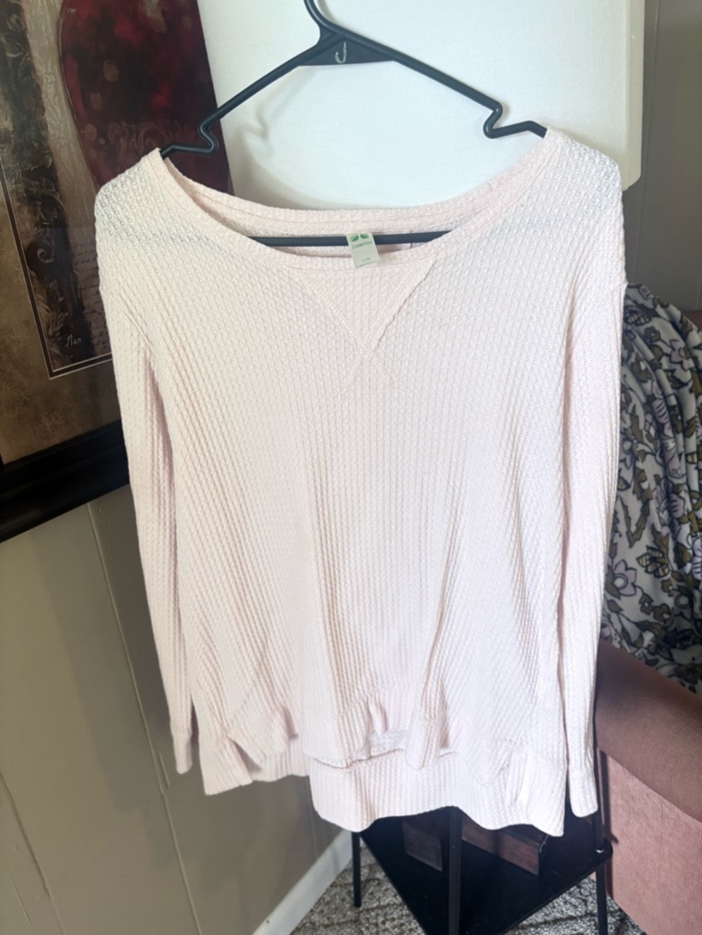 GreenTea Pale Pink Waffle Knit Top